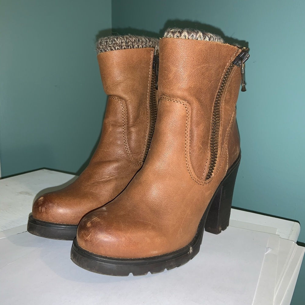 Leather fabric sweater booties from Steven Madden